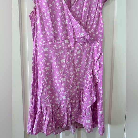 J. Crew purple pink floral faux wrap ruffle mini dress - Picture 11 of 14